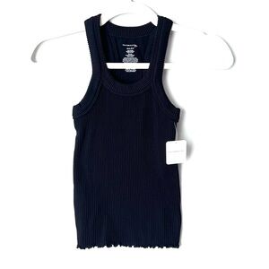 Free People Ribbed Tank Top | Black | Size XS/S